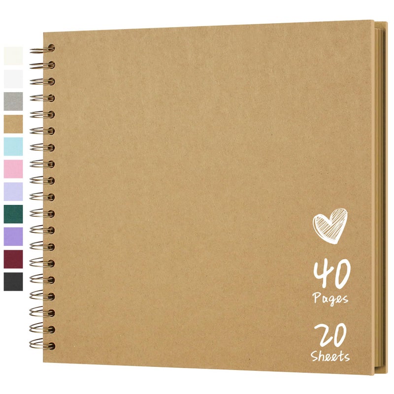 Hiwhy Scrapbook 10x10 Inch DIY Scrapbook Album Hardcover Kraft Paper Scrap Book Photo Albums 40 Pages Perfect for 4x6 / 5x7 Photos Memory Book for Family, Wedding - Image 1