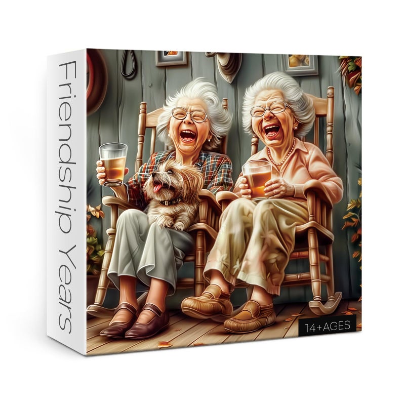 IdeaBazar Fun Grandma Friendship Puzzles for Adults 1000 Pieces Cute Dog Animal Art Jigsaw Puzzles Colorful Pretty Challenging Puzzle - Image 3