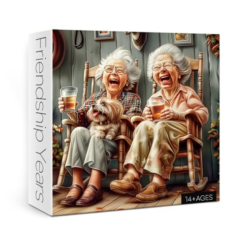 IdeaBazar Fun Grandma Friendship Puzzles for Adults 1000 Pieces Cute Dog Animal Art Jigsaw Puzzles Colorful Pretty Challenging Puzzle - Image 1