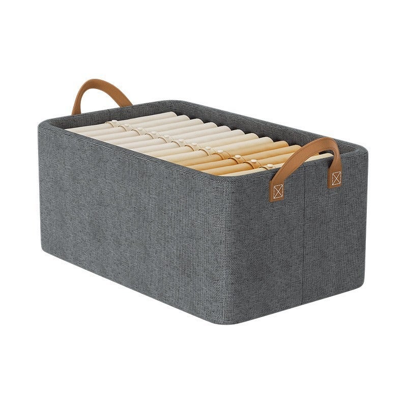 New Installation-Free Steel Frame Transparent Storage Basket Without Lid Folding Clothing and Pants Storage Basket Socks and Sundries Storage Box Gray cationic steel frame 