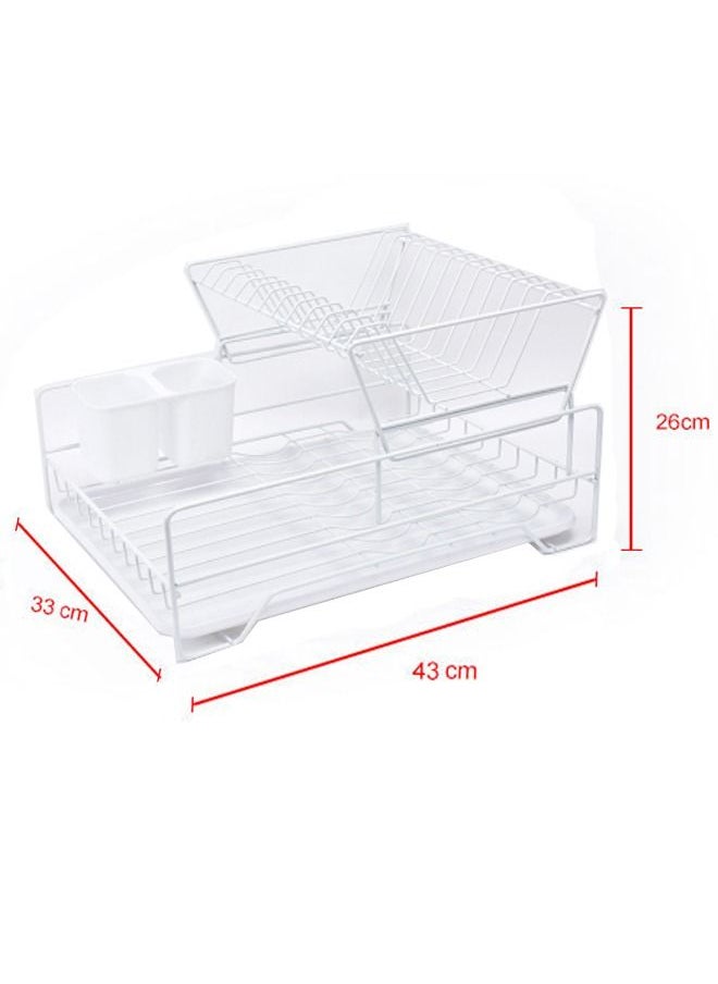 NKX 2 Layer Tier Kitchen Over The Sink Accessories Dish Organizer Storage Rack Plate Holder With Drip Tray  - Image 3