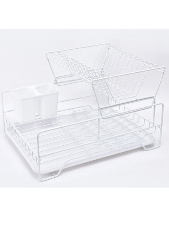 NKX 2 Layer Tier Kitchen Over The Sink Accessories Dish Organizer Storage Rack Plate Holder With Drip Tray  - Image 2