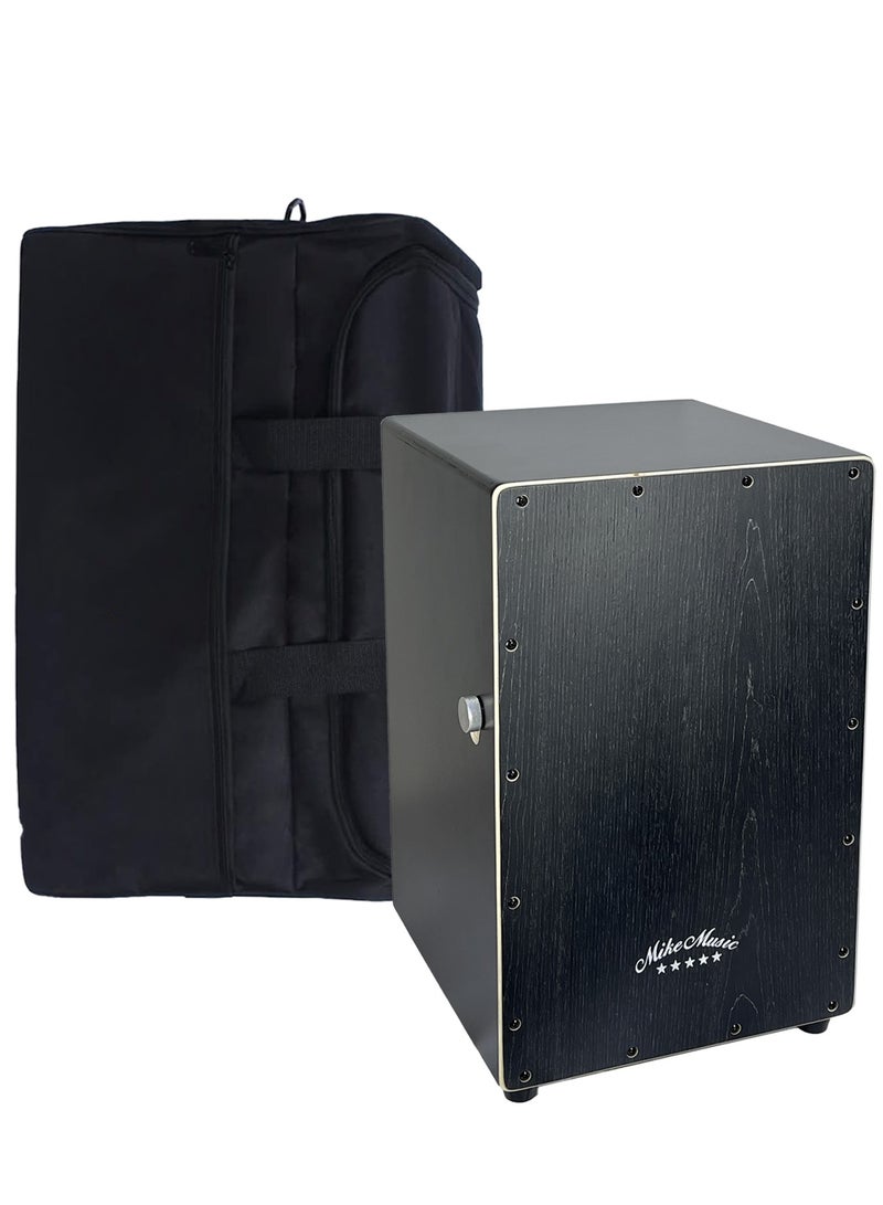 Mike Music Cajon Drum, Mike Music Wooden Cajon Box Drum Instrument with Internal Snare Strings, Upgrade Adjustable Cajons Hand Drums with Dedicated Backpack Bag, Hand Percussion Instruments Beat Box - Black - Image 1