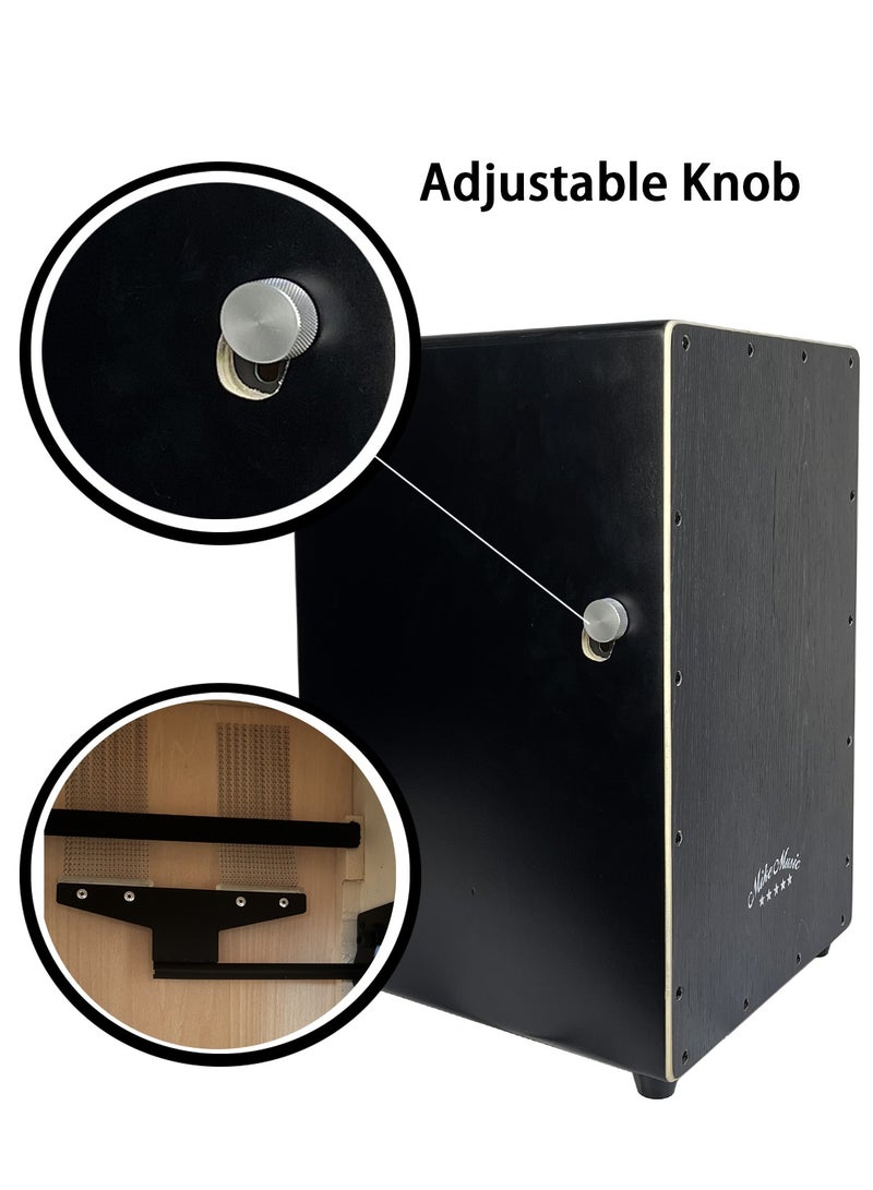 Mike Music Cajon Drum, Mike Music Wooden Cajon Box Drum Instrument with Internal Snare Strings, Upgrade Adjustable Cajons Hand Drums with Dedicated Backpack Bag, Hand Percussion Instruments Beat Box - Black - Image 3