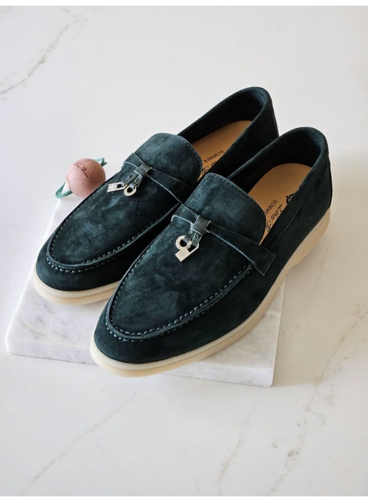 Loro Piana Women's Suede Summer Charms Loafers