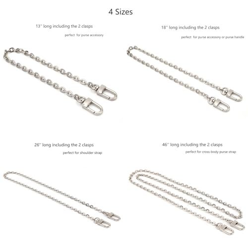 Xiazw Mini Copper Purse Chain Shoulder Crossbody Strap Bag Accessories Charm Decoration (Silver, 46'') - Image 2