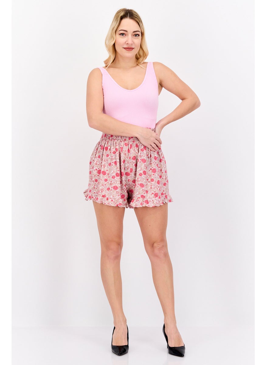 LUCKY BRAND - Women Floral Print Basic Shorts, Pink Combo - Image 1