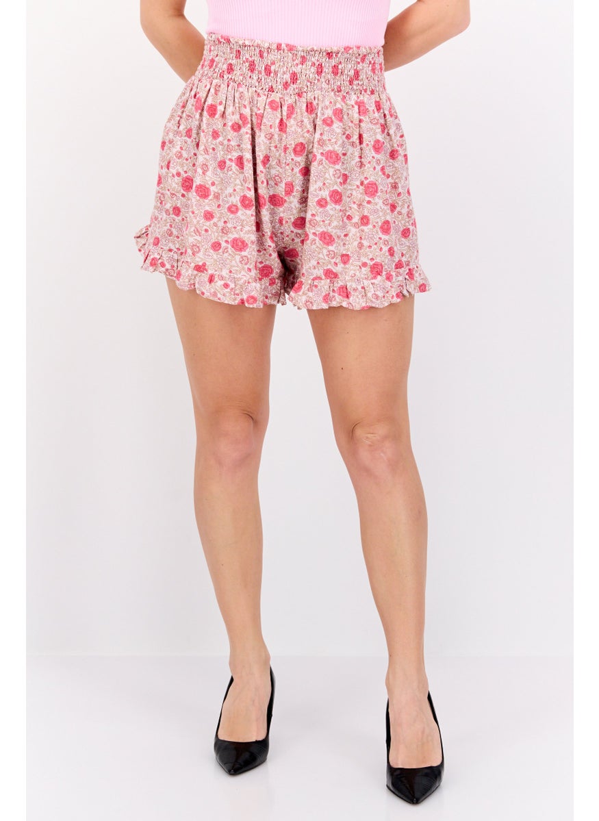 LUCKY BRAND - Women Floral Print Basic Shorts, Pink Combo - Image 1