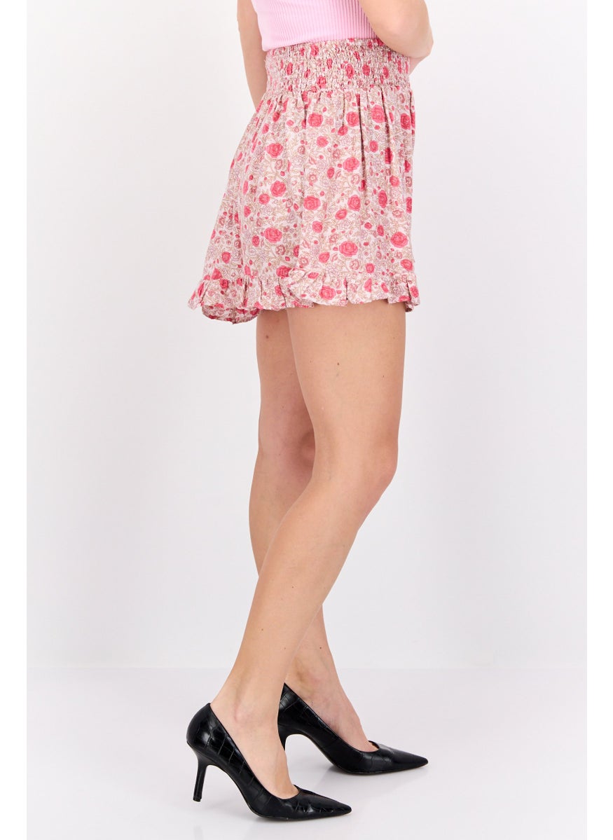 LUCKY BRAND - Women Floral Print Basic Shorts, Pink Combo - Image 1