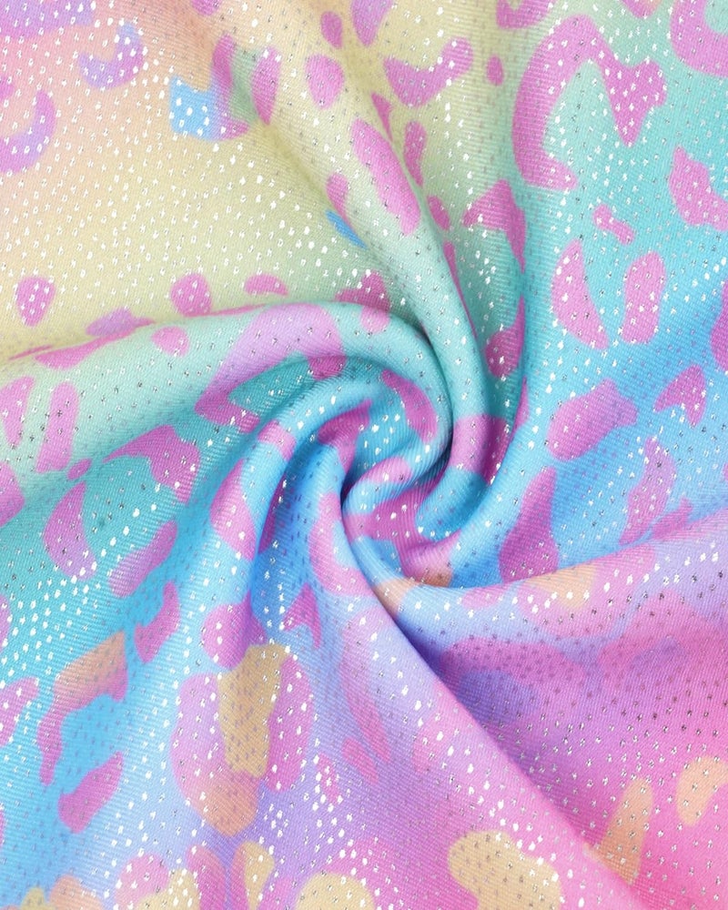JiAmy Leotards for Girls Gymnastics, Long Sleeve Sparkly Dance Biketards with Shorts Ballet Tumbling Outfit Leopard Pink 6-7 years - Image 5