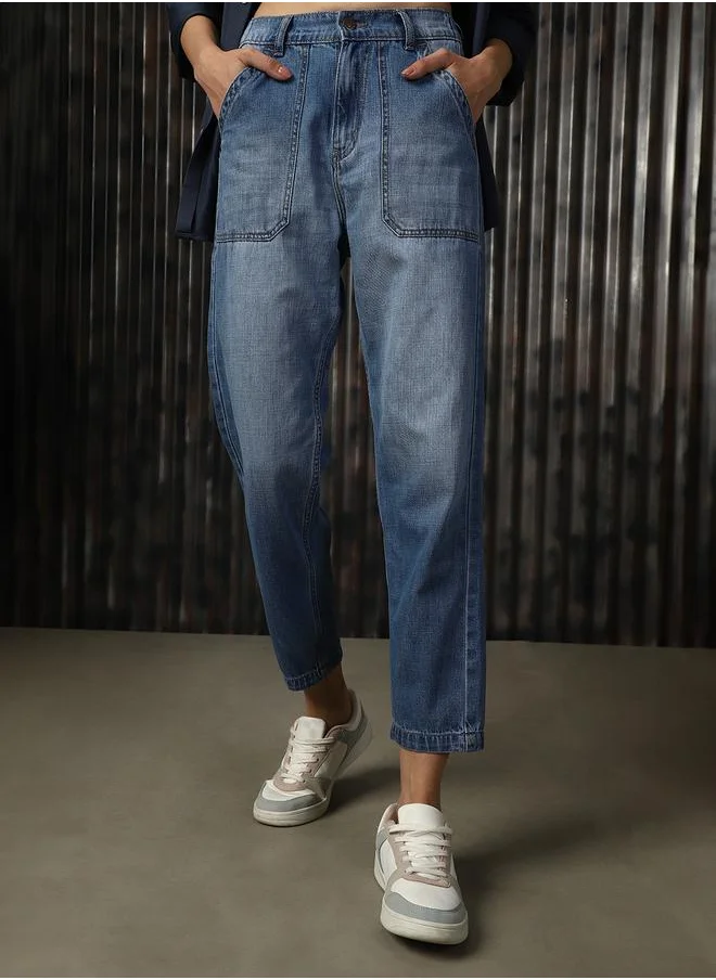 HIGH STAR Women Carpenter Fit High-Rise Light Fade Jeans