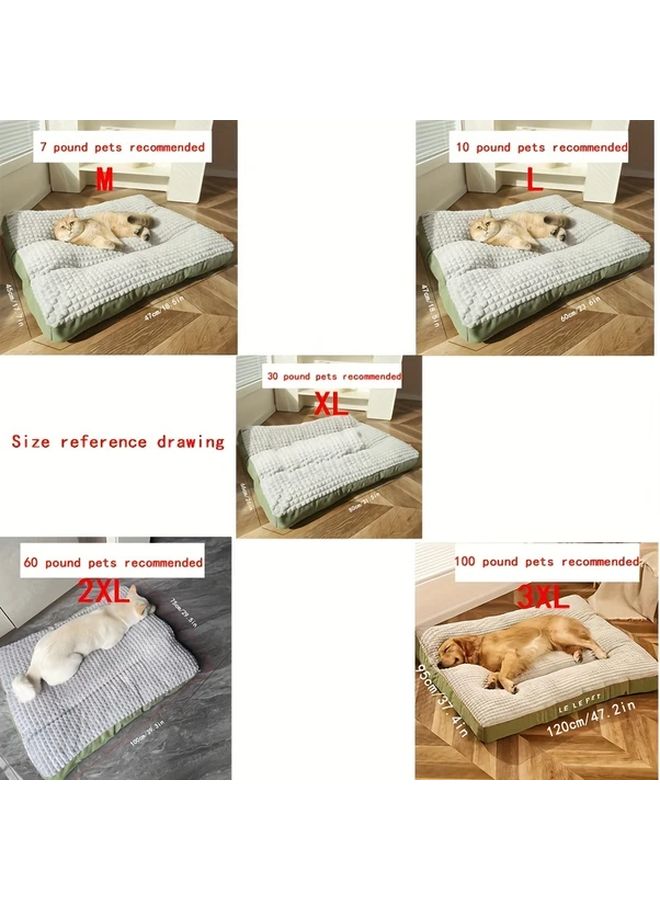 Large Dog Bed 2XL 39x30 Inch Soft Washable Green Flannel Cushion For Medium Large Breeds - Image 4