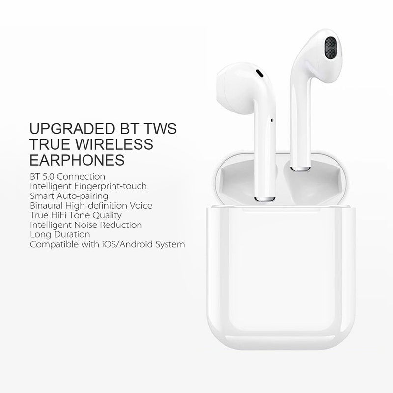i12 True Wireless Earphones Wireless BT Earphones BT 5.0 Smart Headset Portable Sports Wireless Headset with 300mAh Charging Case Touch-control Noise Reduction Compatible with Android / iOS Devices - Image 3