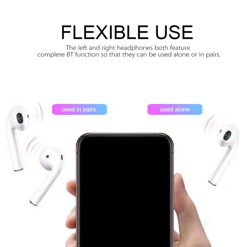 i12 True Wireless Earphones Wireless BT Earphones BT 5.0 Smart Headset Portable Sports Wireless Headset with 300mAh Charging Case Touch-control Noise Reduction Compatible with Android / iOS Devices - Image 5
