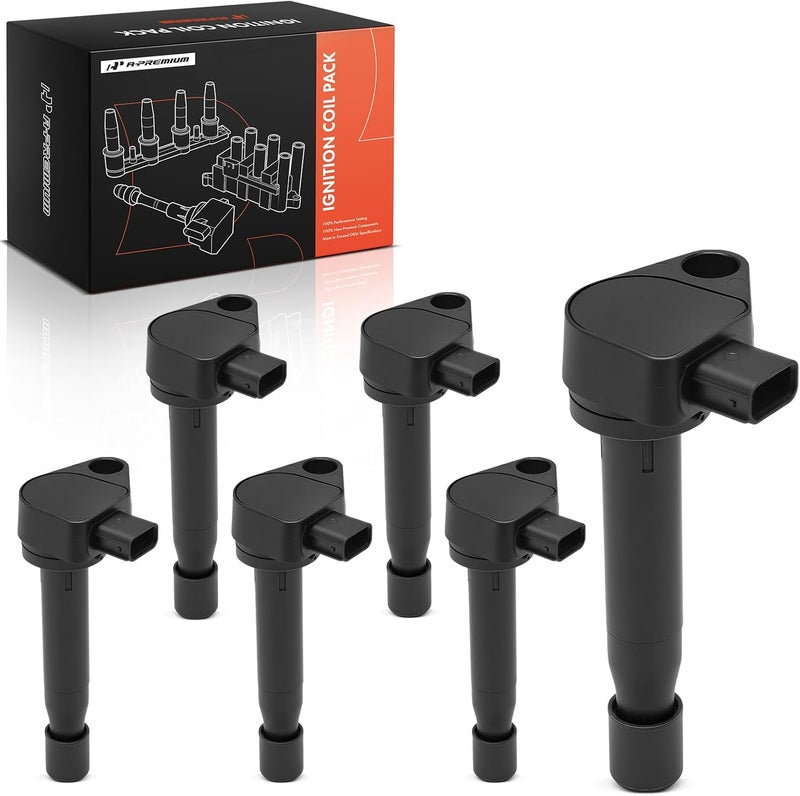 A-Premium Engine Ignition Coil Packs for Honda Accord, Odyssey, Acura CL, TL - 6-PC Set - Image 1