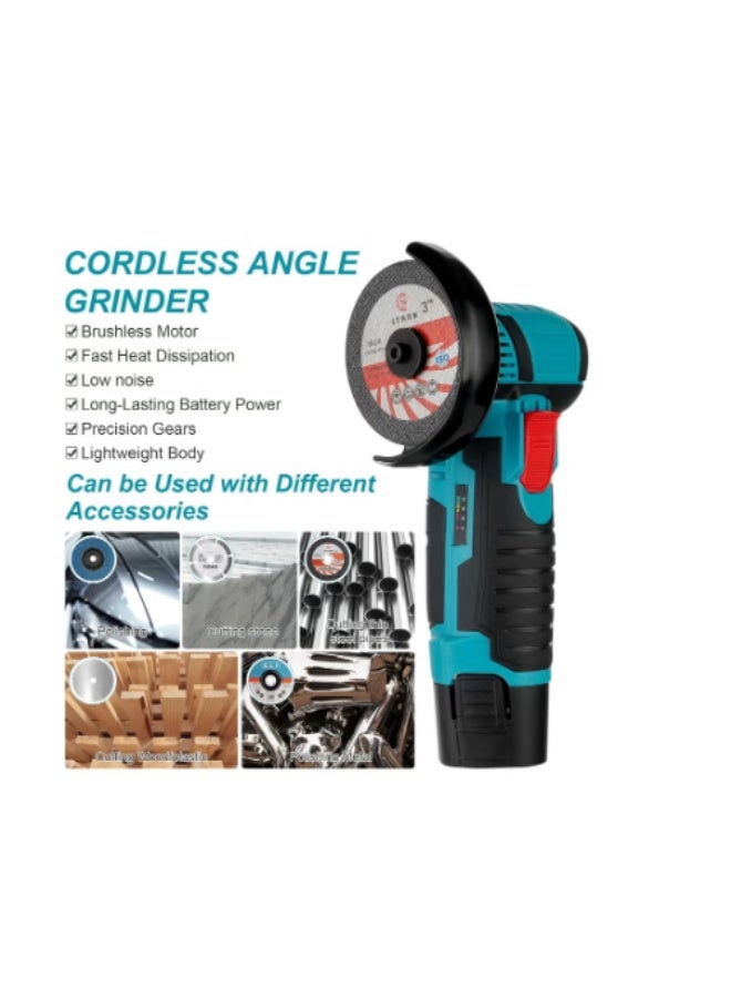 دينكس أداة صقل زوايا بسرعة 18500دورة في الدقيقة، اداة صقل كهربائية محمولة باليد مع قرصين قطع و2 بطارية - صاروخ صقل بقوة 550 واط، متعددة الوظائف لتبديد الحرارة للمعادن والخشب والحجر والستيل - Image 4