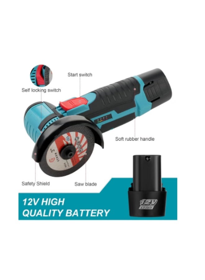 دينكس أداة صقل زوايا بسرعة 18500دورة في الدقيقة، اداة صقل كهربائية محمولة باليد مع قرصين قطع و2 بطارية - صاروخ صقل بقوة 550 واط، متعددة الوظائف لتبديد الحرارة للمعادن والخشب والحجر والستيل - Image 5