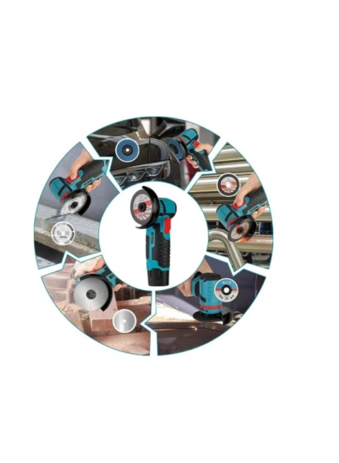 دينكس أداة صقل زوايا بسرعة 18500دورة في الدقيقة، اداة صقل كهربائية محمولة باليد مع قرصين قطع و2 بطارية - صاروخ صقل بقوة 550 واط، متعددة الوظائف لتبديد الحرارة للمعادن والخشب والحجر والستيل - Image 3