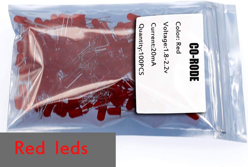 CORODER 100pcs Ultra Bright 5mm LED Light Emitting Diode Diffused Red - Image 2