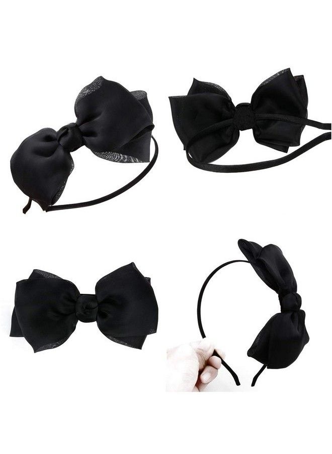 HoveBeaty Bow Hairband Soft Elastic Lace Bowknot Headband For Women And Girls Perfect Hair Accessories For Party And Cosplay (Black)  - Image 4