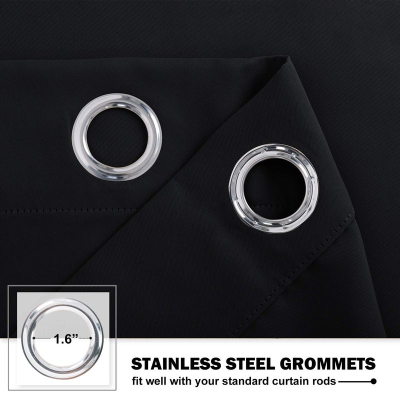 NICETOWN Small Kitchen Window Curtains Valances - Thermal Insulated Home Decor Blackout Grommet Tier Curtains Drapes for Basement Window (Black, 42 inches W by 18 inches L,2 PCs) - Image 3