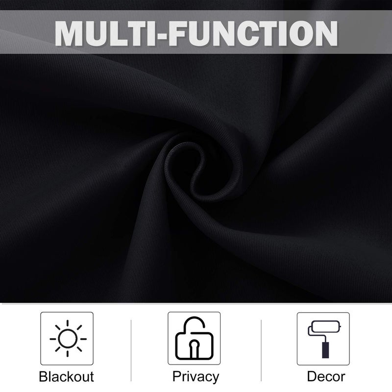 NICETOWN Small Kitchen Window Curtains Valances - Thermal Insulated Home Decor Blackout Grommet Tier Curtains Drapes for Basement Window (Black, 42 inches W by 18 inches L,2 PCs) - Image 4