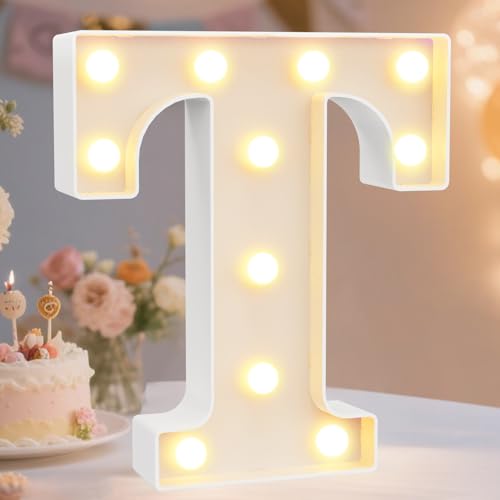 Pooqla LED Marquee Letter Lights Sign, Light Up Alphabet Letter for Home Party Wedding Decoration T - Image 1