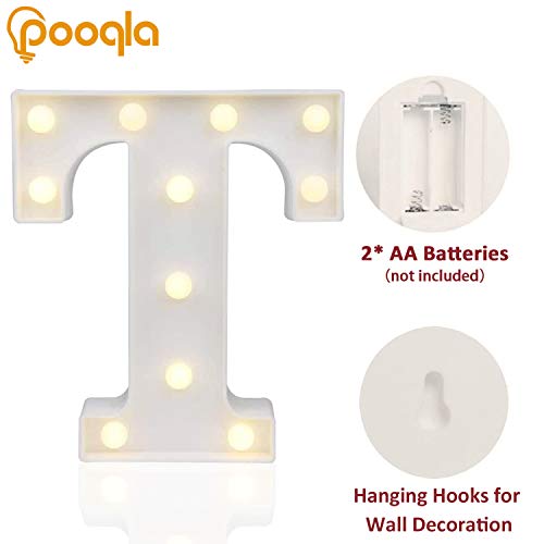 Pooqla LED Marquee Letter Lights Sign, Light Up Alphabet Letter for Home Party Wedding Decoration T - Image 2