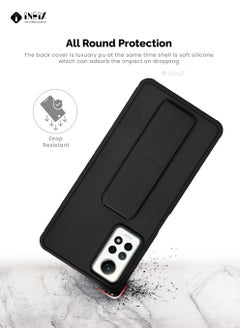 INEIX 3-in-1 Magnetic Wrist Strap Hand Grip Stand Back Case Cover for Xiaomi Redmi Note 12 Pro 4G-Black  - Image 5