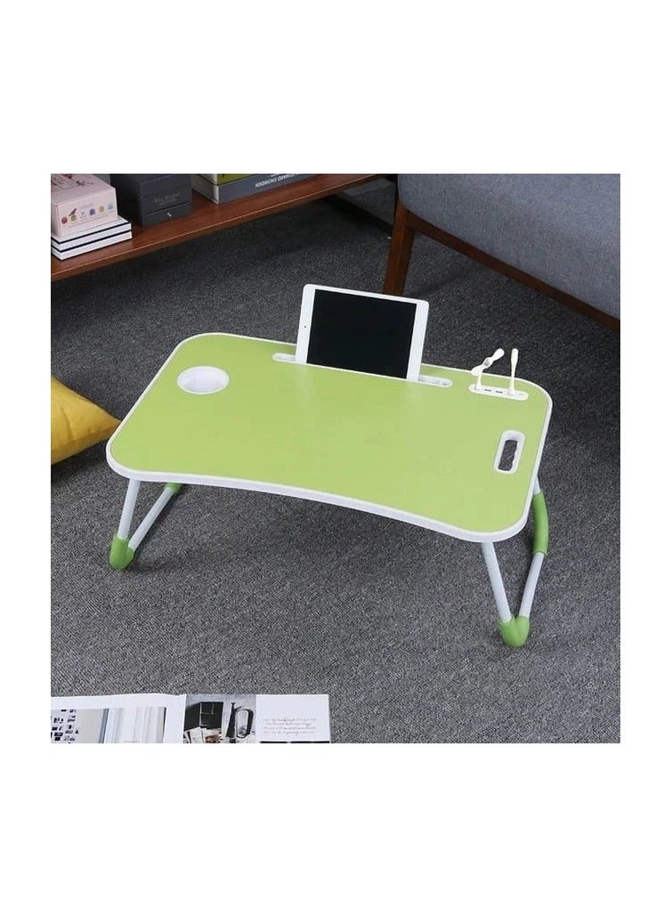 Generic Portable Folding Laptop Table with iPad Holder, Built-in Fan, LED Light, and Cup Holder - Multi-Functional Bed & Study Table (28x60x40cm)  - Image 1