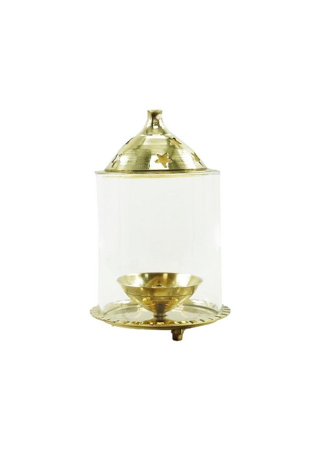 Puja N Pujari Puja N Pujari Crystal and Brass Akhand Diya Udupi Jyot with Glass Cover for Pooja and Diwali Decoration (10 X 13 cm)  - Image 3