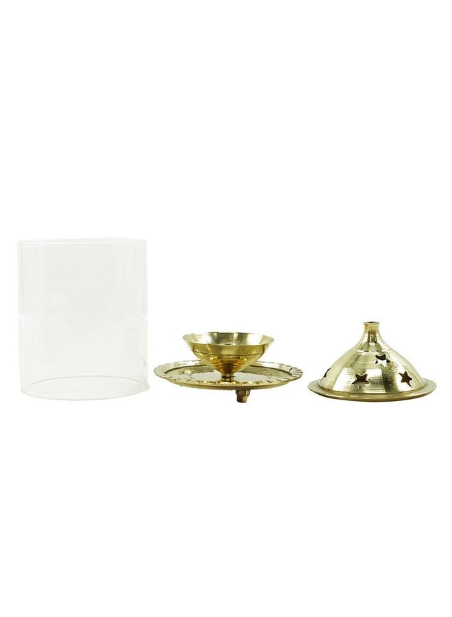 Puja N Pujari Puja N Pujari Crystal and Brass Akhand Diya Udupi Jyot with Glass Cover for Pooja and Diwali Decoration (10 X 13 cm)  - Image 4
