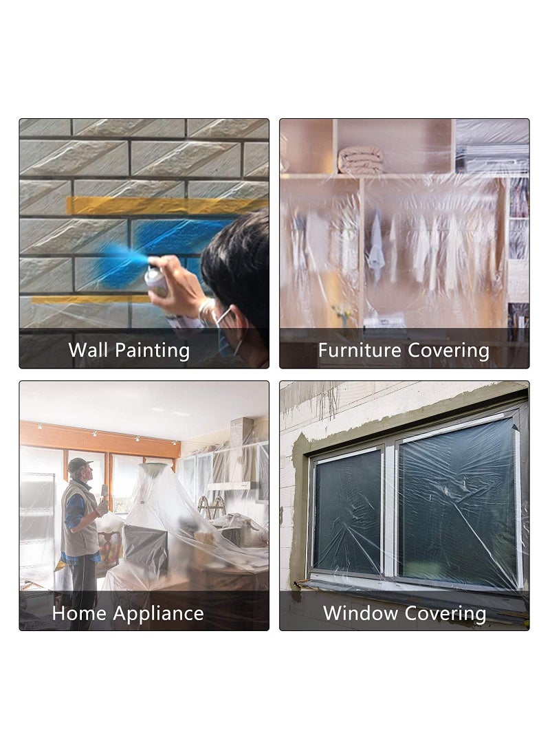 Pre-Taped Masking Film Tape and Drape for Automotive Painting Covering Assorted Masking Paper Protection Covering Cloth Tape for Painting 6 Pack 3 Sizes - Image 2