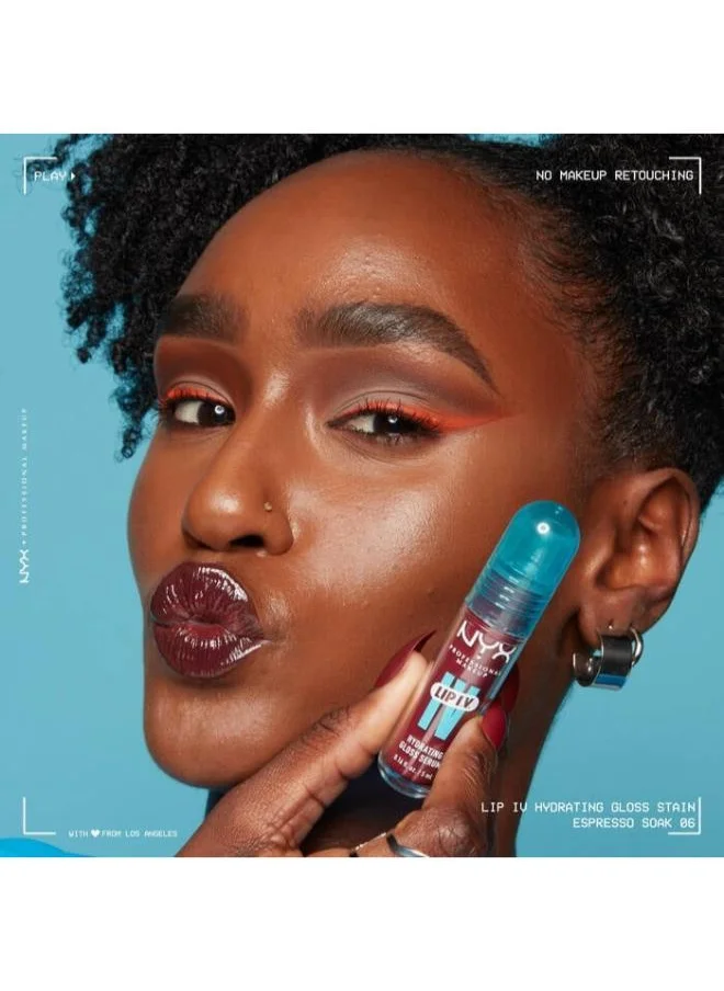 نيكس مكياج المحترفين Lip Iv Hydrating Gloss Stain Lip Gloss Up To 12Hr Hydration High Pigment Wet Shine Finish Red-Y.Set.Wet!