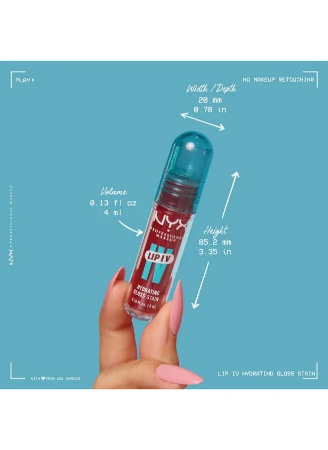 نيكس مكياج المحترفين Lip Iv Hydrating Gloss Stain Lip Gloss Up To 12Hr Hydration High Pigment Wet Shine Finish Red-Y.Set.Wet!