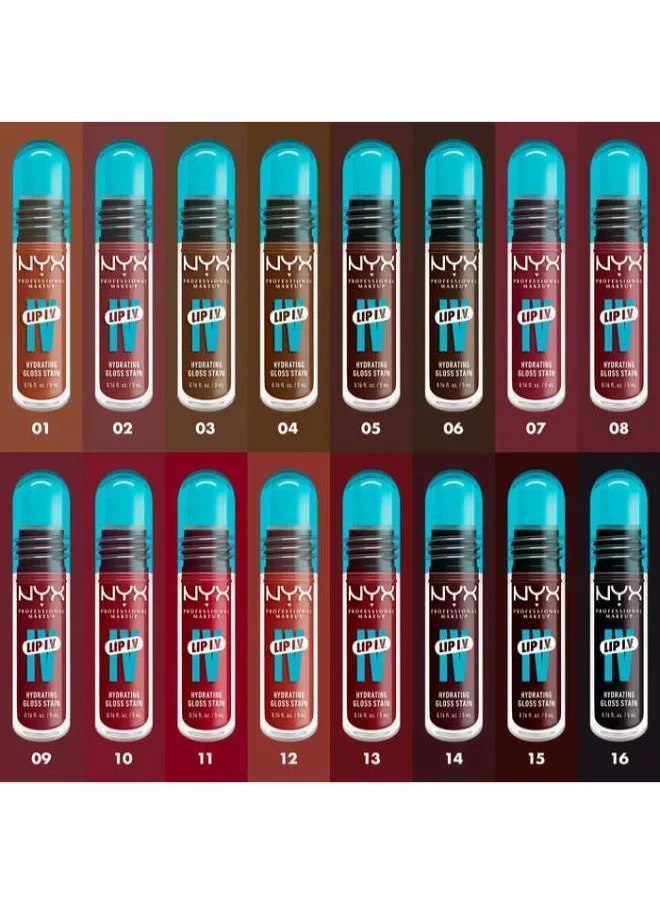 نيكس مكياج المحترفين Lip Iv Hydrating Gloss Stain Lip Gloss Up To 12Hr Hydration High Pigment Wet Shine Finish Red-Y.Set.Wet!