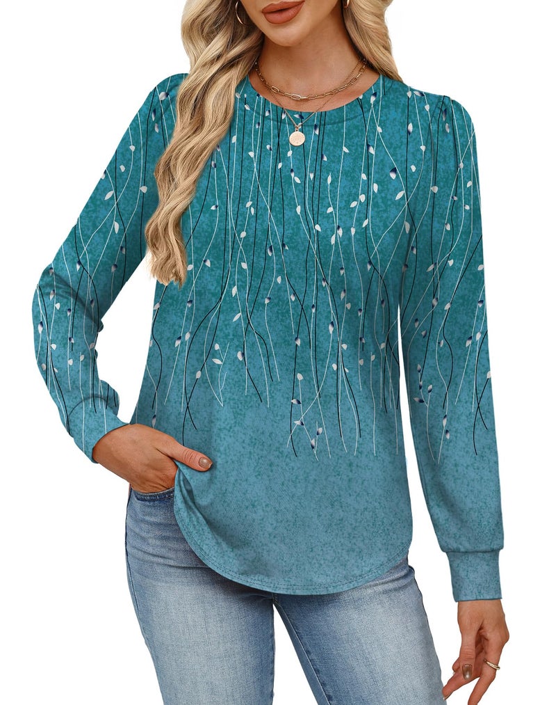 Alaroo Long Sleeve Shirts for Women School 0utfits for Teachers Tunic Tops Spring Fall Fashion Boho Clothes 2026 Print 12 L - Image 3