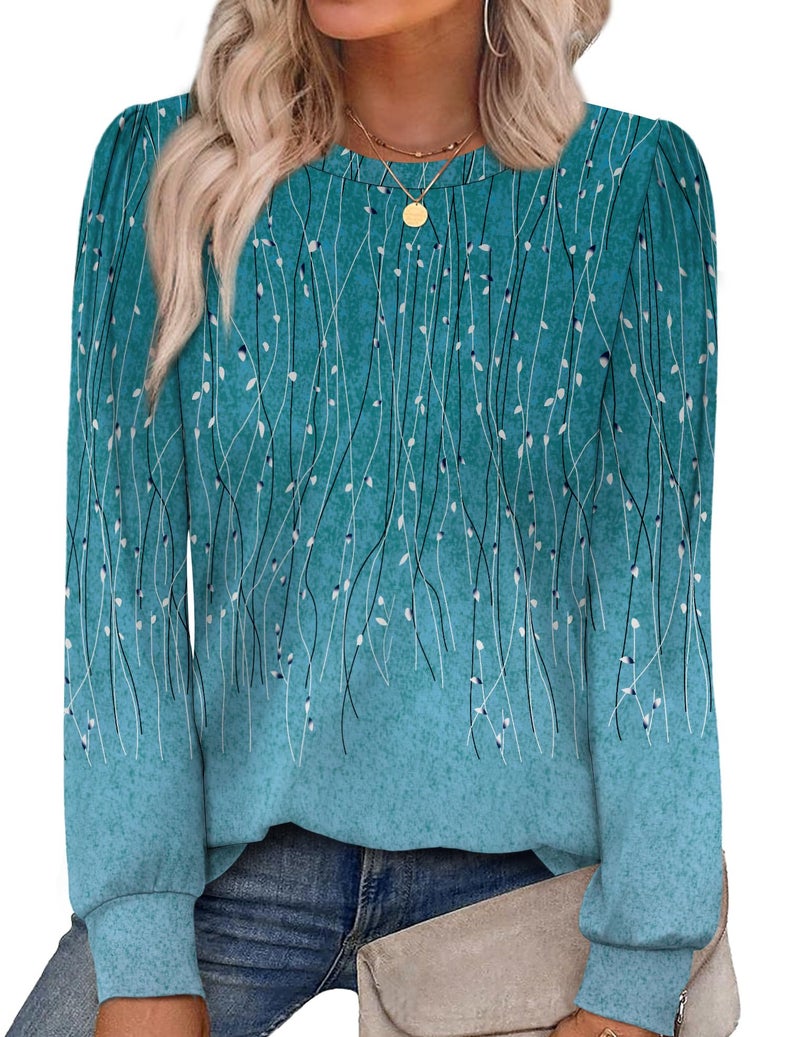Alaroo Long Sleeve Shirts for Women School 0utfits for Teachers Tunic Tops Spring Fall Fashion Boho Clothes 2026 Print 12 L - Image 1