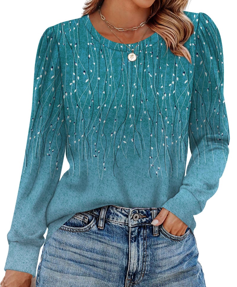 Alaroo Long Sleeve Shirts for Women School 0utfits for Teachers Tunic Tops Spring Fall Fashion Boho Clothes 2026 Print 12 L - Image 2