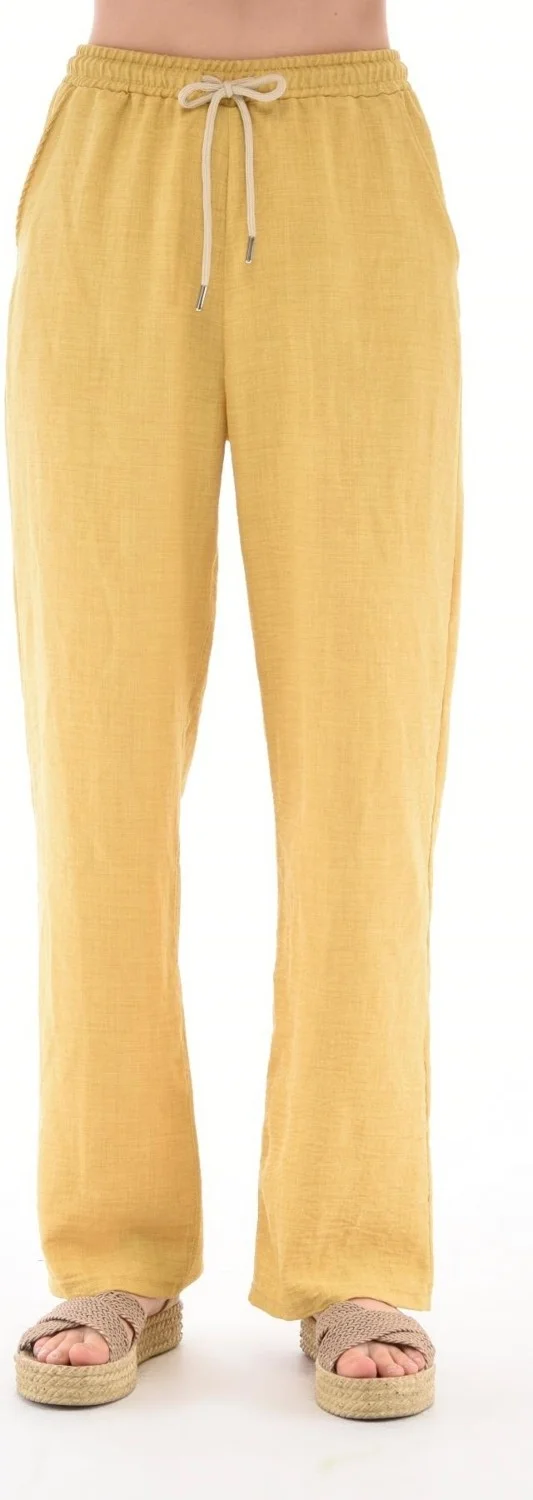 سيدي دينيم Women's Synthetic Linen High Waist Elastic Loose Leg Trousers C610