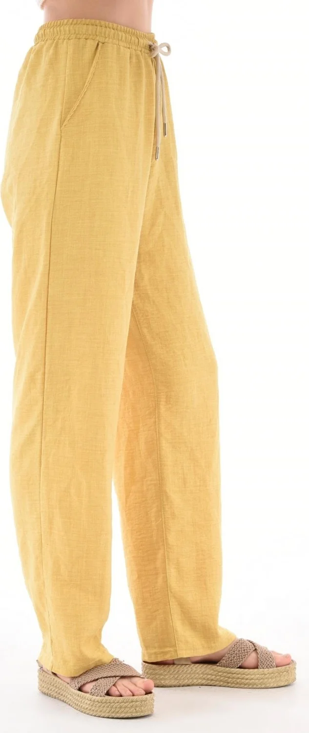 سيدي دينيم Women's Synthetic Linen High Waist Elastic Loose Leg Trousers C610