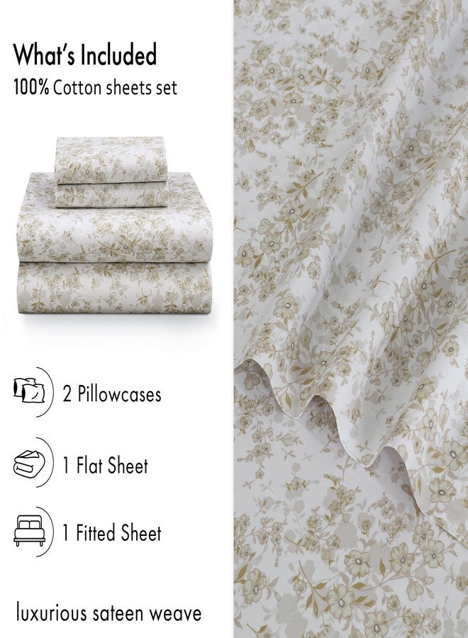 RUVANTI 100% Cotton Sheets Queen Size Bed Set - 300 Thread Count Silky Soft Sateen Weave, Cooling, Lightweight & Breathable, 16" Deep Pocket, Durable & Luxury Satin-Like, 4 Piece, Classic Bliss - Image 4