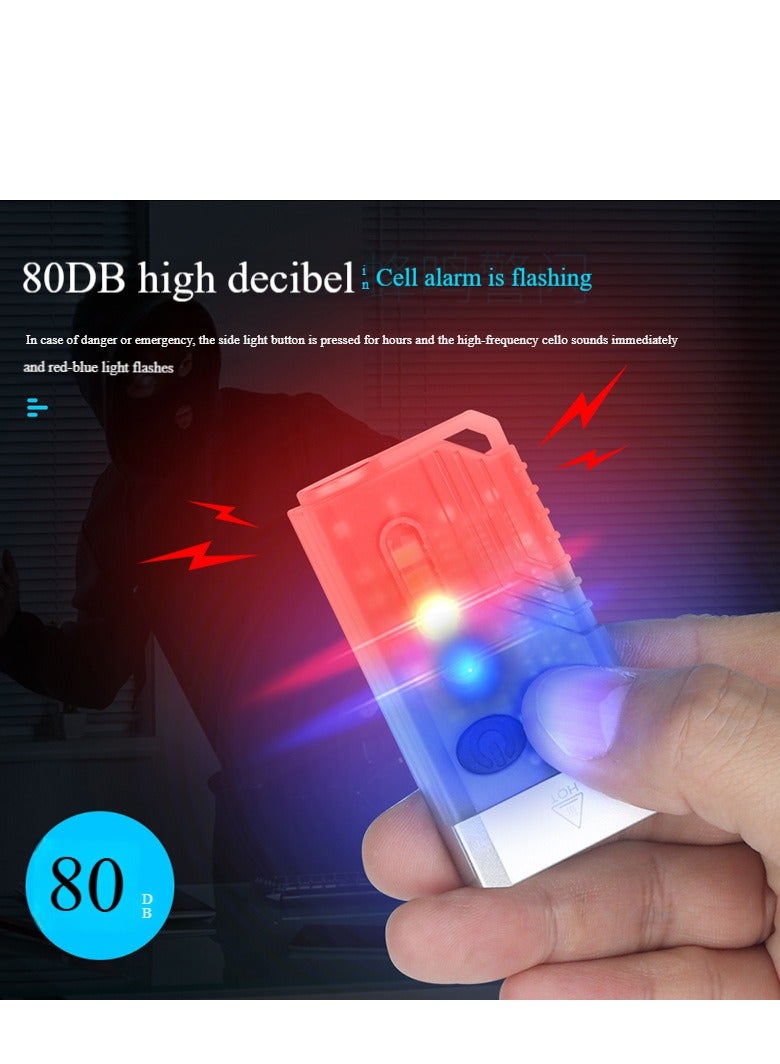 BORUIT Small Powerful Flashlight 1000LM with Red Blue Warm Light, 80dB Buzzer - Mini Keychain Pocket Rechargeable LED Flashlights USB EDC Clip Flash Light - Image 2