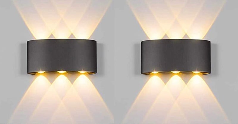 Groeien (Pack of 2 6 watts LED Waterproof Indoor/Outdoor Up Down Wall Lamp (Warm White,ABS Plastic) (2) - Image 1