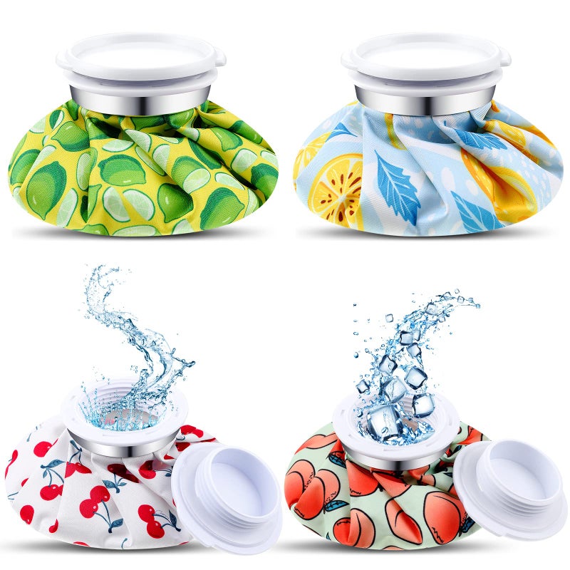 Honoson 4 Pack Reusable Ice Pack and Hot Water Bag for Adults for Hot Cold NoLeak Elastic Breathable Ice BagCartoon Fruit Style - Image 2