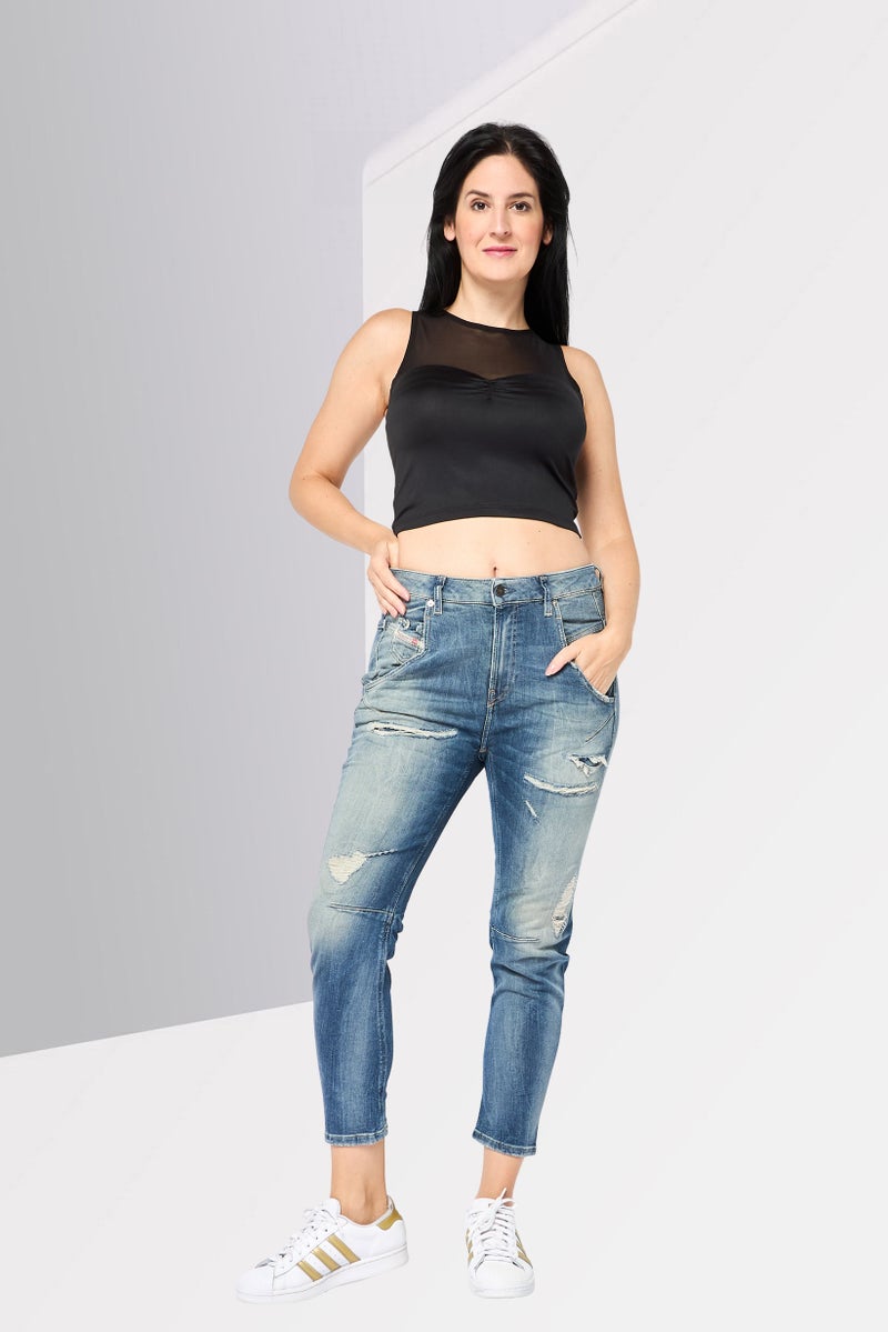 DIESEL Women Skinny Fit Fayza Belt Loops Jeans, Wash Navy - Image 2