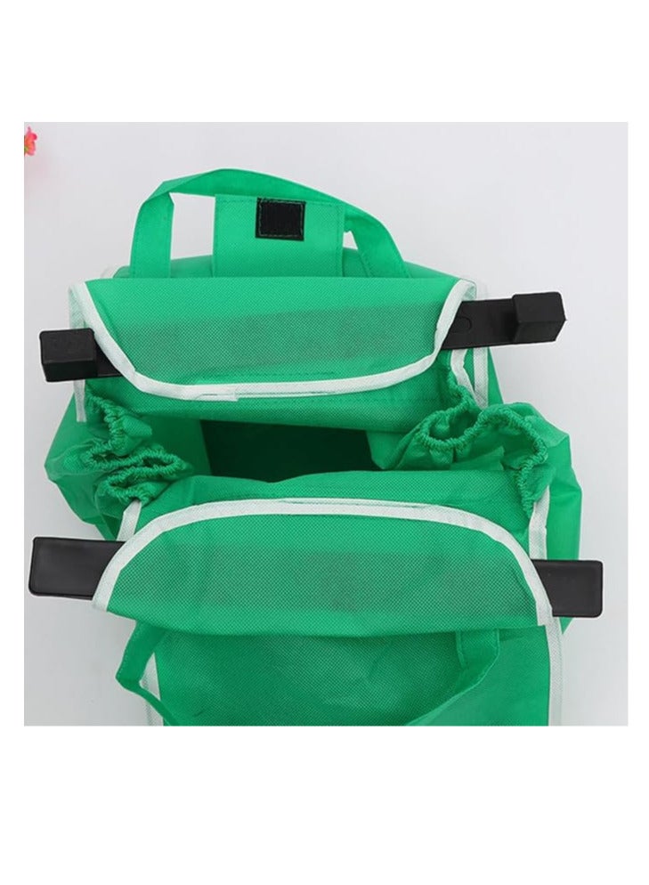 ECVV Reusable Grocery Bags Shopping Trolley Bags with Handles, Clip on Shopping Cart, Collapsible Grocery Tote Bags for Bulky, Light Items, Green - Image 5