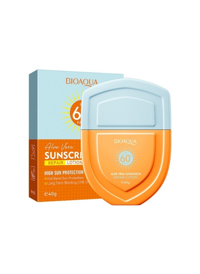 BIOAOUA Sunscreen SPF 60, Aloe Vera Face Sunscreen, ACE UVA/UVB Protection Moisturizer, Non-Toxic, Waterproof, For Face and Body, Sunscreen Lotion (For Face, Neck and Body) 40g - Image 1