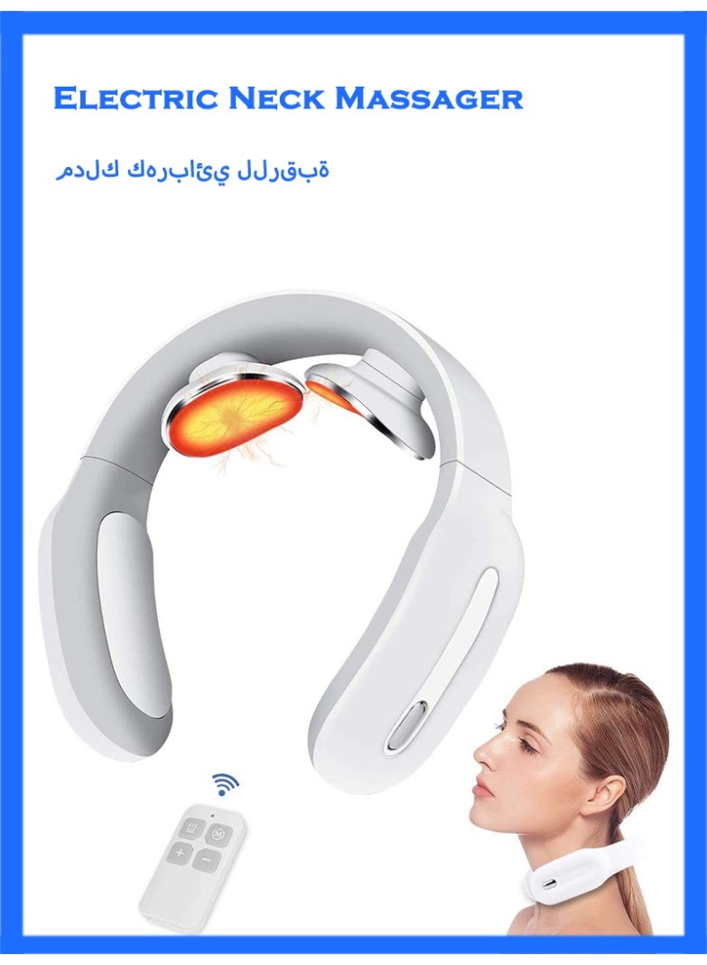 مدلك الرقبة ، تدليك الرقبة المحمول الذكي مع الحرارة اللاسلكية ، 3 أوضاع 15 مستوى ذكي تدليك نقطة الزناد الأنسجة العميقة استخدام في المنزل ، في الهواء الطلق ، مكتب ، سيارة (أبيض) - Image 1