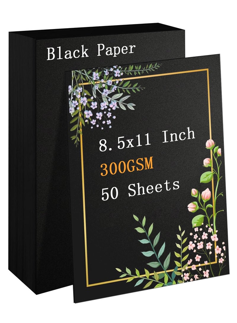50 Sheets Black Cardstock A4 (29X21CM), 110lb/300gsm Black Card Stock, Thick Card Stock Paper, Heavy Cardstock Paper for Printer, Resume, Scrapbooks, Art, Crafts, Business Cards,Creative Projects - Image 1